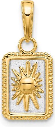 Diamond2Deal 14k Yellow Gold White Rhodium Sun in Frame Pendant