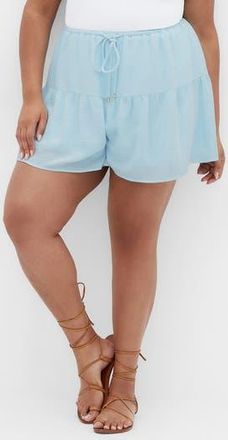 City Chic Sara Drawstring Shorts in Ice Blue at Nordstrom Rack, Size M/18W