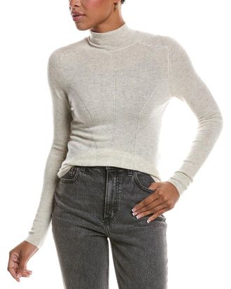 Autumn Cashmere Fitted Fully Fashioned Mock Neck Cashmere Sweater