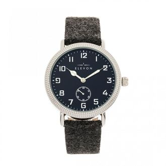 Elevon Watches Mens Northrop Wool-Overlaid Leather-Band Watch - Navy Stainless Steel - One Size