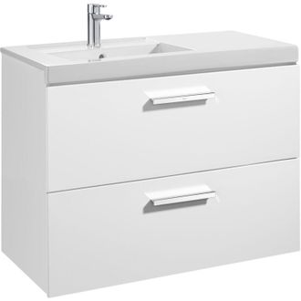 Roca Unik Mueble Con Dos Cajones + Lavabo Prisma Roca Color: Blanco Brillo - Medidas: 900x460x694 Mm - Posici&oacute;n Del Lavabo: Izquierda