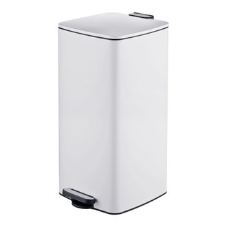 Relaxdays Relaxdays Cubo Basura Cocina, 30 L, Cierre Amortiguado, Cubo Interior Extra&iacute;ble, Acabado Mate, Pedal Cuadrado, Blanco