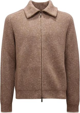 PESERICO Truien & Vesten, Heren, Beige, L, Wol, Wol/Kasjmier Trui Beige/Wit Full-Zip
