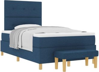 vidaXL Box Spring Bed with Mattress Blue 120 x 190 cm Fabric vidaXL
