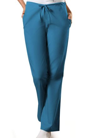 Cherokee Womens Flare Leg Drawstring Scrub Pant, Caribbean Blue, M