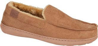 Jo & Joe Mens Lightweight Fleecy Lined Comfort Moccasin Slip on Slipper with Sturdy Sole sizes 7-12 (Drysdale Chestnut, UK Footwear Size System, Adult, Men, Nu