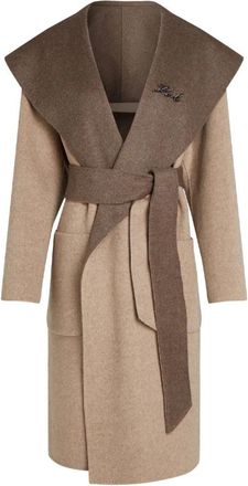 Karl Lagerfeld Reversible Soft Coat - Dames - Jas met riem - Bruin - M - Wol - Jassen