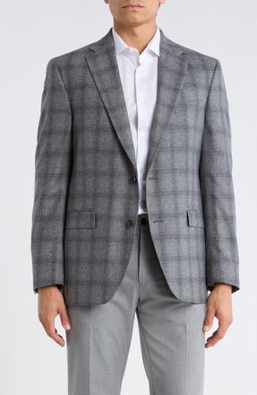 Jack Victor Elex Plaid Wool Blend Sport Coat in Mid Grey at Nordstrom Rack, Size 44 Regular