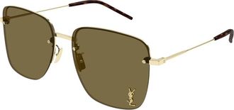 Saint Laurent SL 312 M Zonnebril - Dames - Zonnebrillen - Geel - 58 MM - Nylon - Accessoires