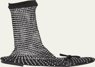 Balenciaga Leopold Embellished Mesh Bootie Flats