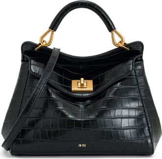 JW PEI Lucia Faux Leather Top Handle Bag in Black Croc at Nordstrom
