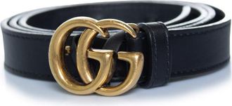 Gucci Gucci, dunne leren GG-riem in zwart