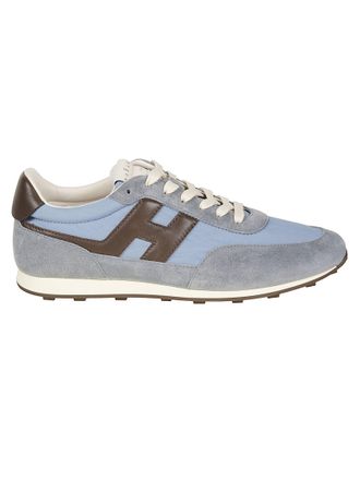Hogan Light Blue H699 Polyamide-Blend Suede Sneakers