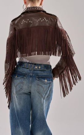 Azalea Wang Reece Fringe Jacket in Brown at Nordstrom, Size X-Large