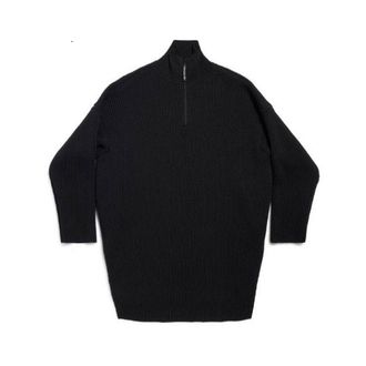 Balenciaga Turtlenecks, female, Black, Size: S Black Wool Ribbed Knit Jacket