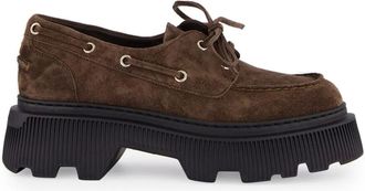 Santoni platform lace-up shoes - women - Calf Suede/Calf Leather/Virgin Rubber - 38 - Brown
