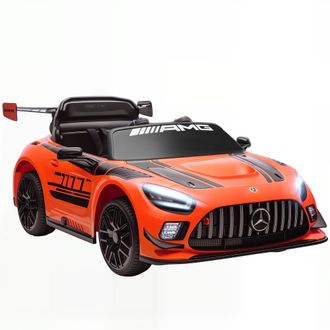 OEM Coche El&eacute;ctrico Para Ni&ntilde;os Mercedes-amg Gt3 Evo Con Mando A Distancia Motor Doble Ruedas Auxiliares Asa M&uacute;sica Naranja