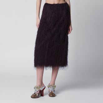 Dries Van Noten Dark purple midi skirt with fringes