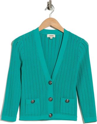 L'agence Irvin Pointelle Cardigan in Lagoon/Ant Nickel at Nordstrom Rack, Size Xx-Small