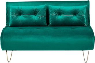 Beliani Sofa Bed 2 Seater VESTFOLD Velvet Dark Green
