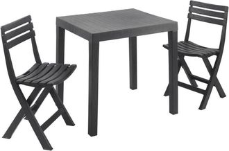 Dmora Set salotto da esterno Ortisei, Set da giardino con 1 tavolo rettangolare e 2 sedie pieghevoli, Set indoor e outdoor da Pic Nic, 100% Made in Italy