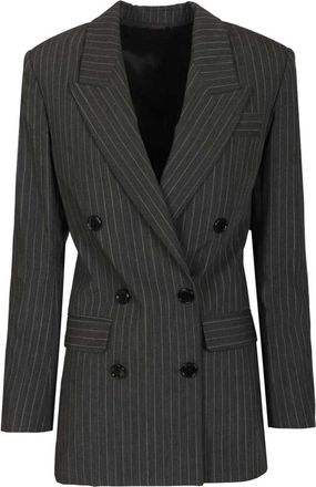 Isabel Marant Nadelstrepen Blazer met Dubbele Rij Knopen - Dames - Blazers - Grijs - 2XS - Wol - Jassen