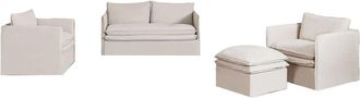 Sklum Sklum - Conjunto De Sal&oacute;n Con Sof&aacute; De 2 Plazas, 2 Sillones Y Puff En Lino Y Algod&oacute;n Grace