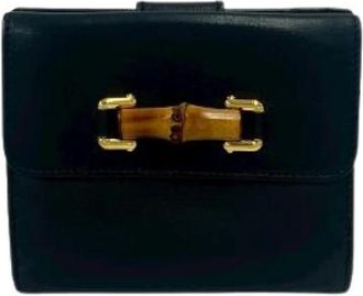 Gucci Pre-owned Bamboo Leren Portemonnee - Dames - Vintage Accessoires - Blauw - ONE Size - Leer - Vintage