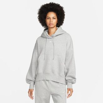 Nike Womens PHNX Fleece OS Pullover Hoodie - Grey/Sail Size XL
