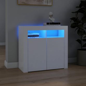 vidaXL Aparador Con Luces Led Gris Brillante 80x35x75 Cm Vidaxl