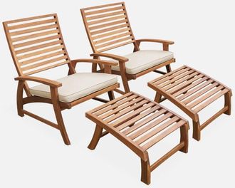 Sweeek Silla con reposapiés de madera, set de 2