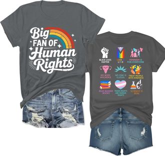 Generic Big Fan of Human Rights T Shirt Human Rights Shirt for Women Men Tee Dark Gray