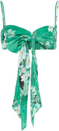 Zimmermann Everley Draped Bow Bralette - Dames - Tops zonder mouwen - Groen - XS - Linnen - Tops