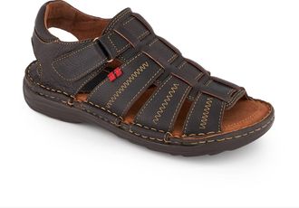 Andrea Mens Leather Sandals Dark