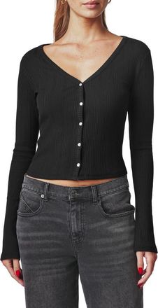 Florence By Mills Ribbed Henley Cardigan in Black at Nordstrom, Size Xx-Small