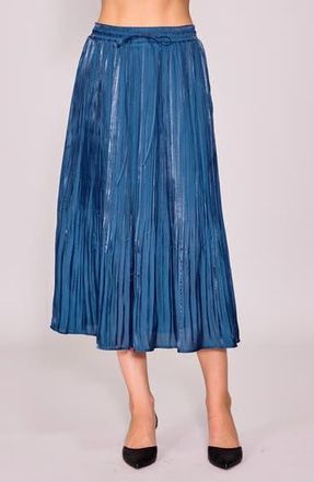 Melloday Metallic Release Pleat Skirt in Navy at Nordstrom Rack, Size Large