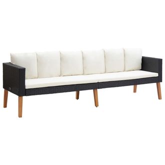 vidaXL Vidaxl - Divano Da Giardino A 3 Posti Con Cuscini In Polyrattan Nero