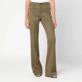 The Attico Pantalone verde militare in gabardina di lana