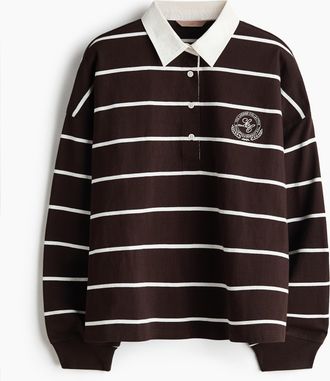 H&M Rugbyshirt aus Baumwolle - Dunkelbraun/Gestreift