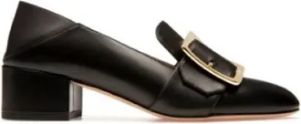 Bally Janelle Block-Heel Leather Pumps, Brand Size 36 ( US Size 5.5 )