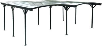 Sweeek Cochera con extensi&oacute;n de aluminio y policarbonato 30m&sup2;, antracita