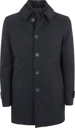 Herno Blauwe Herenjas met Afneembare Kraag - Heren - Mantel - Blauw - M - Polyester - Jassen