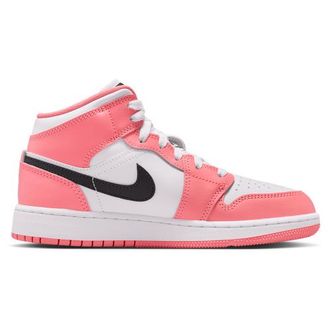 Nike Jordan Girls 1 Mid - Girls Grade School Basketball Shoes Pink Gaze/White/Black Size 3.5