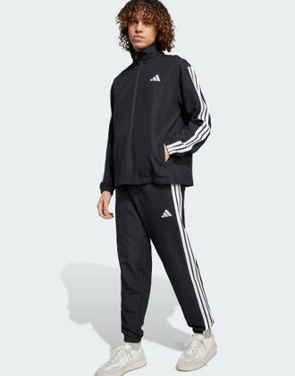 adidas Tuta sportiva nera con 3 strisce-Nero