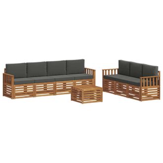 vidaXL Juegos De Sof&aacute;s Con Coj&iacute;n 8 Pcs Natural Y Antracita Vidaxl