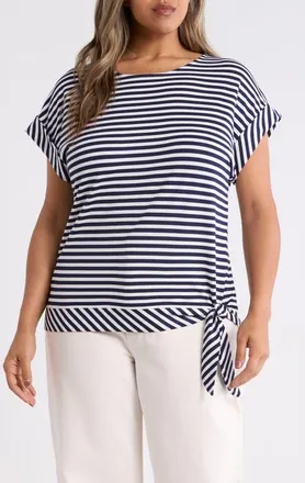 Jones New York Stripe Dolman Top in Pacific Navy/natural White at Nordstrom, Size 3X