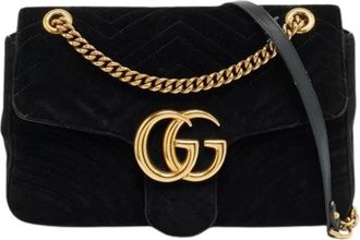 Gucci Pre-owned Cross Body Bags, female, Black, Size: ONE SIZE Pre-owned Velvet Shoulder Bag