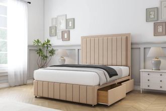 Sloomy Pemberton Plush Divan Set 4 Drawers-54 Headboard-Footboard in Stone | Size: King