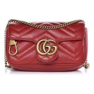 Gucci GG Marmont Matelasse Super Mini Bag Hibiscus Red 476433-DTDCT-6433