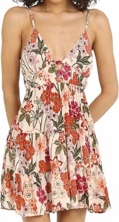 Angie Spaghetti Strap Floral Tie Back Sundress In Multi